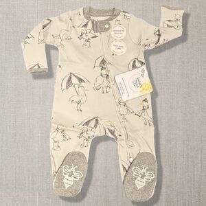 Burt’s Bees Baby Organic Sleep & Play Seagulls Footed Pajamas 0–3M NWT